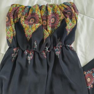 Strapless rouched body  maxi dress,